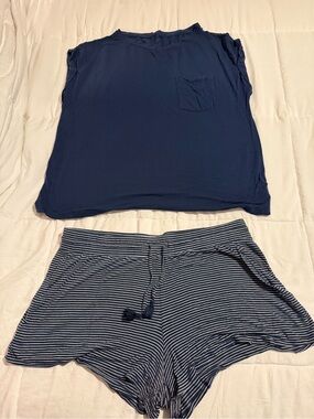 Stars Above Navy Pocket Tee and Striped Lounge Shorts Set